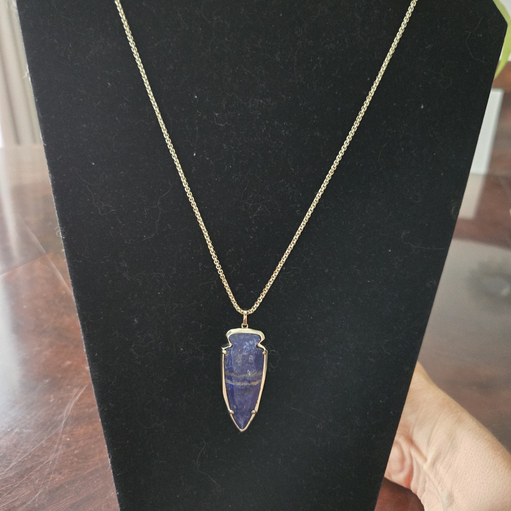 Gold and Blue Pendant Necklace